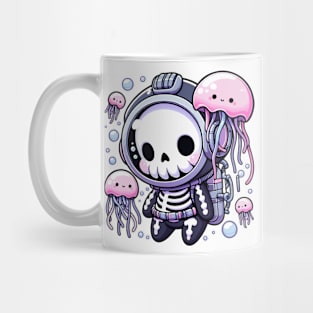 Kawaii Skeleton Diver With Jellyfish Mug